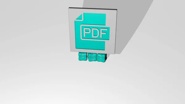 Representação Pdf Com Ícone Parede Texto Dispostos Por Letras Cúbicas — Fotografia de Stock
