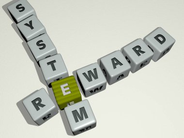Ödül sistemi, zar harfleri ve konseptin ilgili anlamları için renk geçişleriyle birleştirildi. Resim ve ödül