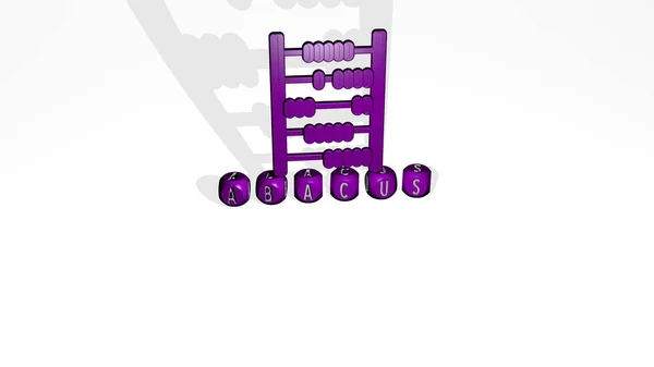Grafisk Bild Abacus Vertikalt Tillsammans Med Text Byggd Metalliska Kubikbokstäver — Stockfoto