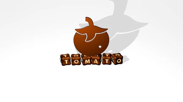 Tomato Grafiklerinin Boyutlu Çizimi Konsept Sunumların Ilgili Anlamları Için Metalik — Stok fotoğraf