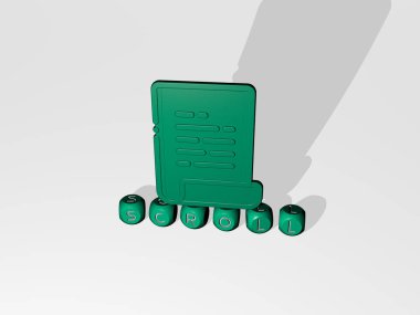 Konsept ve sunumların ilgili anlamları için metalik zar harfleri ve metinlerin 3D çizimi. arkaplan ve tasarım