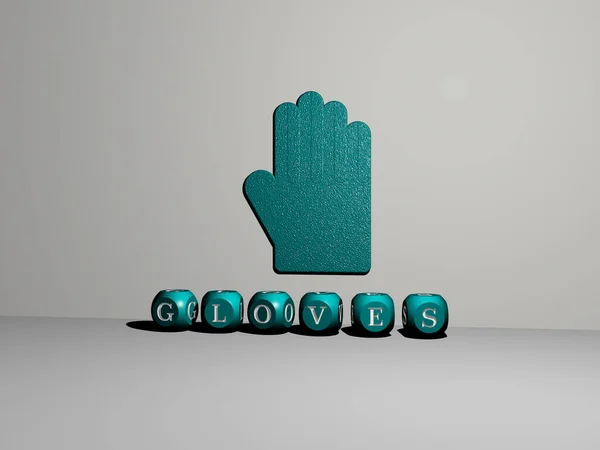 Ilustración Gloves Gráficos Texto Realizado Por Letras Dados Metálicos Para — Foto de Stock
