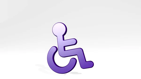 Disabilność Kółka Wykonana Przez Ilustracja Błyszczącej Metalowej Rzeźby Cieniem Jasnym — Zdjęcie stockowe