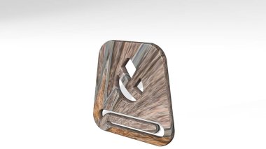 Spa Havlusu bir perspektiften gölge düşürüyor. Üç boyutlu metalik malzemelerden yapılmış kalın bir heykel. güzellik ve özen