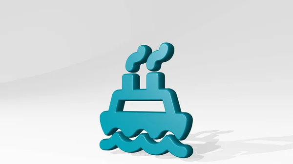 Морской Транспортный Корабль Точки Зрения Тени Толстая Скульптура Металлических Материалов — стоковое фото