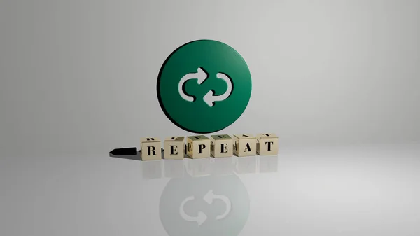 Illustratie Van Repeat Graphics Tekst Gemaakt Door Metalen Dobbelstenen Letters — Stockfoto