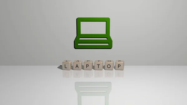 Image Graphique Laptop Verticalement Avec Texte Construit Par Des Lettres — Photo