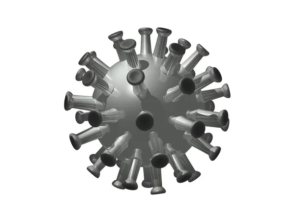 Illustration Silver Corona Virus Made Sticky Arms Core Ball Realistic — Stock Photo, Image