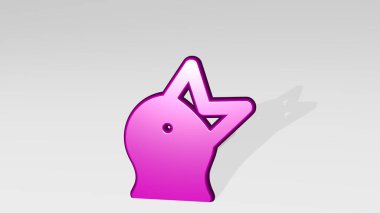 Yabani kuş, gölgeli bir perspektiften şarkı söylüyor. Üç boyutlu metalik malzemelerden yapılmış kalın bir heykel. hayvan ve resimleme