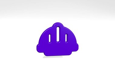 Güvenli Yardım, gölgeli bir şekilde ayakta duruyor. Metalik heykelin beyaz arka planda, yumuşak desenli üç boyutlu çizimi. simge ve konsept