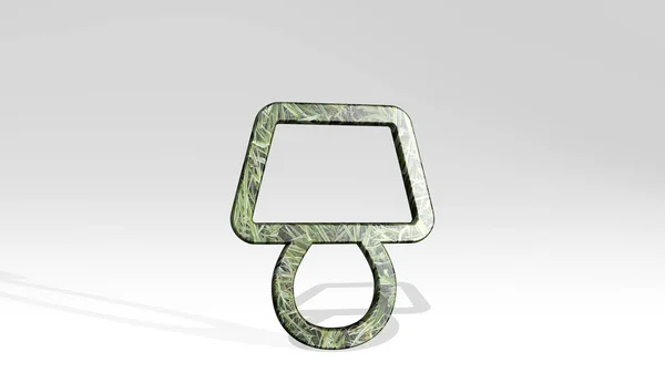 Bordslampa Gjutskugga Med Två Lampor Illustration Metallisk Skulptur Över Vit — Stockfoto