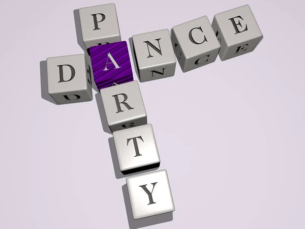 Dance Party Combiné Par Des Dés Lettres Croisement Couleurs Pour — Photo