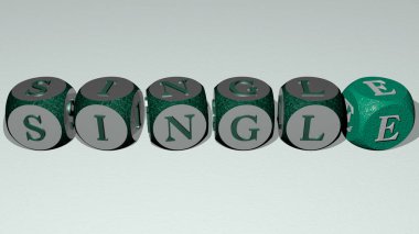 Üst perspektiften gelen kübik harflerle oluşturulan SINGLE kombinasyonu, konsept sunumu için mükemmel. Resim ve arkaplan