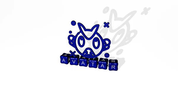 Avatar Grafikák Illusztrációja Fémkocka Betűkkel Készített Szöveg Koncepció Prezentációk Kapcsolódó — Stock Fotó