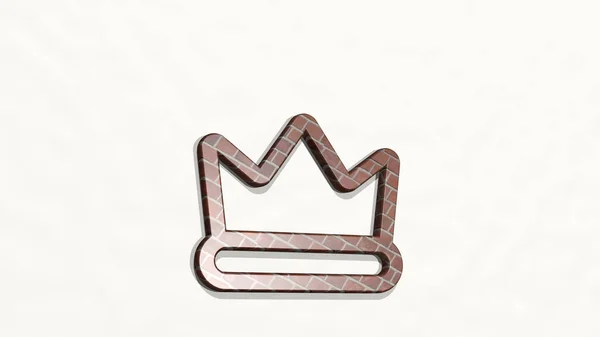 Vip Taç Kraliçesi Parlak Arkaplanı Olan Parlak Metalik Bir Heykelin — Stok fotoğraf