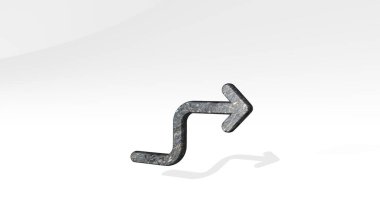 Bir perspektiften sürekli yükselen gölge diyagramı. Üç boyutlu metalik malzemelerden yapılmış kalın bir heykel. resimleme ve iş