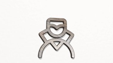 Cadılar Bayramı VAMPIRE duvardaki bir perspektiften. Üç boyutlu metalik malzemelerden yapılmış kalın bir heykel. Resim ve arkaplan