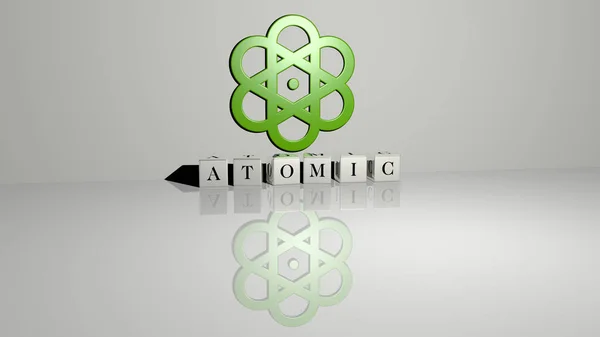 Grafische Afbeelding Van Atomic Verticaal Samen Met Tekst Gebouwd Door — Stockfoto