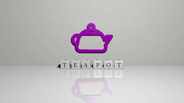 Иллюстрация Графики Teapot Текста Сделанные Металлическими Буквами Кубиков Соответствующих Значений — стоковое фото
