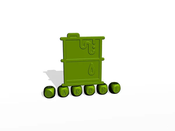 Ілюстрація Графіки Тексту Barrel Зроблених Металевими Кубиками Відповідних Значень Концепції — стокове фото