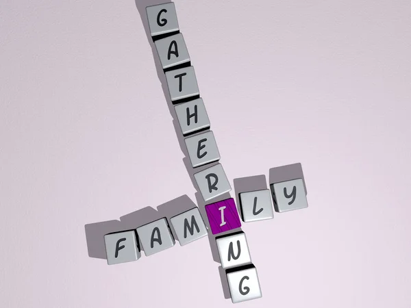 Palavras Cruzadas Natal Reunião Familiar Organizada Por Letras Cúbicas Piso — Fotografia de Stock