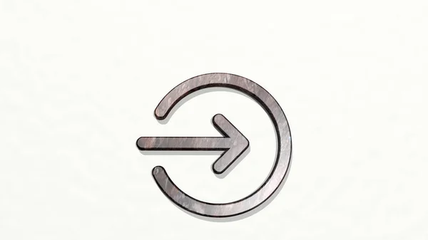 Logout Wykonany Przez Ilustracja Błyszczącej Rzeźby Metalicznej Ścianie Jasnym Tłem — Zdjęcie stockowe