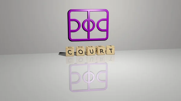 Illustration Court Graphics Text Made Metallic Dice Letters Related Meanings — Stock Photo, Image
