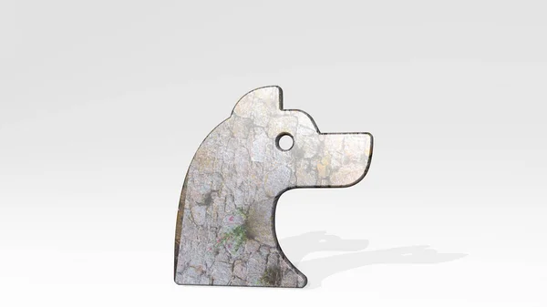 Wolf Hergestellt Durch Illustration Einer Metallisch Glänzenden Skulptur Die Schatten — Stockfoto