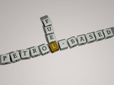 Yeşil: PETROL-BAsed FUEL konseptin ilgili anlamları için zar harfleri ve renk geçişleriyle birleştirildi. resimleme ve enerji