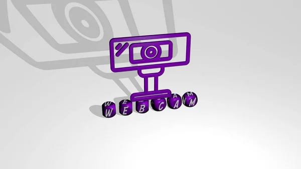 Representación Webcam Con Icono Pared Texto Dispuesto Por Letras Cúbicas — Foto de Stock