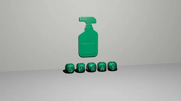 Representación Spray Con Icono Pared Texto Dispuesto Por Letras Cúbicas — Foto de Stock