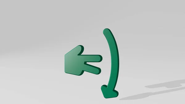 Gesture Dwóch Fingerów Swipe Perspektywy Cienia Gruba Rzeźba Wykonana Metalowych — Zdjęcie stockowe