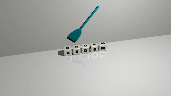 Ілюстрація Графіки Тексту Broom Зроблених Металевими Кубиками Відповідних Значень Концепції — стокове фото