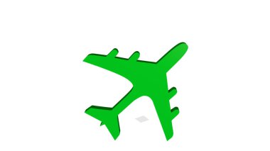 AEROPLANE, parlak arkaplanlı bir duvarda parlayan metalik bir heykelin 3 boyutlu çizimi ile yapıldı. uçak ve uçak