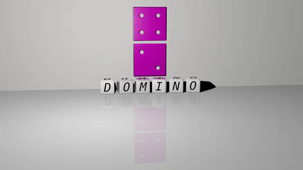 Representação Domino Com Ícone Parede Texto Dispostos Por Letras Cúbicas — Fotografia de Stock