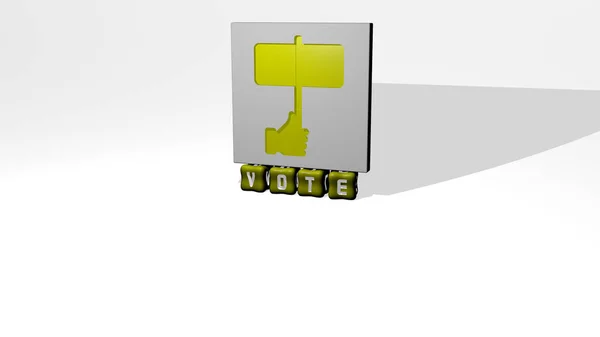 Representation Vote Icon Wall Text Arranged Metallic Cubic Letters Mirror — Stock Photo, Image