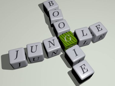 En üst perspektiften gelen kübik harflerle oluşturulmuş orman Boogie kombinasyonu, konsept sunumu için mükemmel. arkaplan ve resimleme