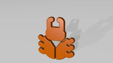 Işık arka planında gölgesi olan parlak metalik bir heykelin üç boyutlu bir illüstrasyonuyla INSECT. hayvan ve kelebek