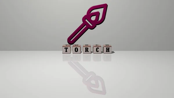 Imagem Gráfica Torch Verticalmente Juntamente Com Texto Construído Por Letras — Fotografia de Stock