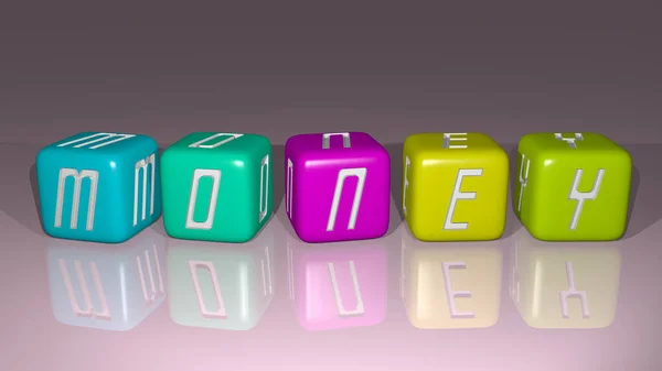 Money Combined Dice Letters Color Crossing Related Meanings Concept Illustration — Stock Photo, Image