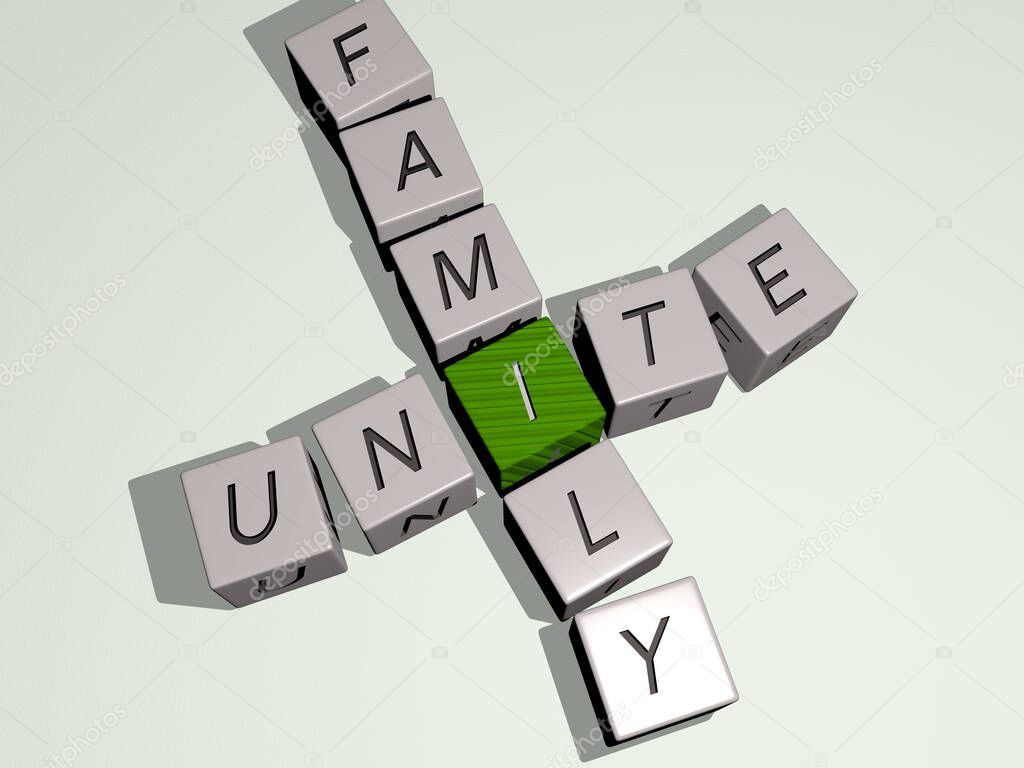 Thanksgiving: unite family combined by dice letters and color crossing for the related meanings of the concept. illustration and background