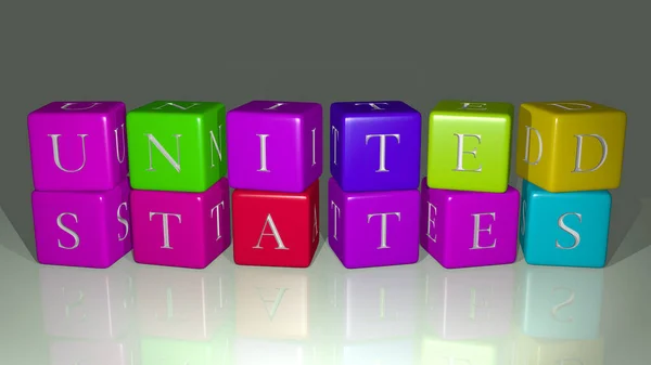 United States Combined Dice Letters Color Crossing Related Meanings Concept — Stock Photo, Image