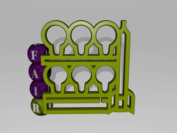 Illustration Rättvis Grafik Och Text Runt Ikonen Gjord Metalliska Tärningar — Stockfoto