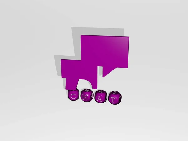 Immagine Grafica Chat Verticalmente Insieme Testo Costruito Lettere Cubiche Metalliche — Foto Stock