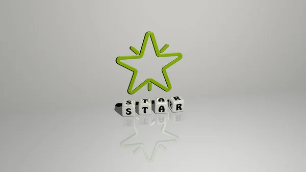 Ilustracja Grafiki Gwiazdy Tekstu Wykonane Przez Metaliczne Litery Kości Dla — Zdjęcie stockowe