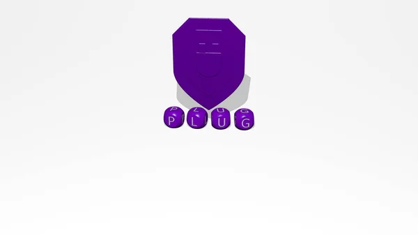 Графическое Изображение Plug Вертикально Вместе Текстом Построенным Металлических Кубических Букв — стоковое фото