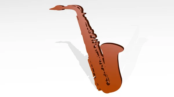 Saxophone Από Μια Προοπτική Σκιά Ένα Παχύ Γλυπτό Από Μεταλλικά — Φωτογραφία Αρχείου