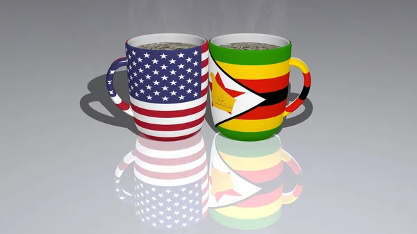 United States America Zimbabwe Colocado Uma Xícara Café Quente Uma — Fotografia de Stock