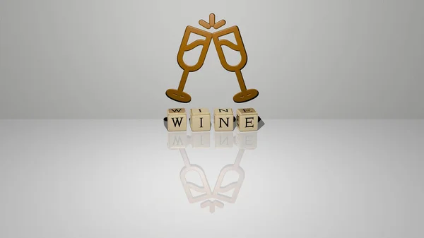 Illustratie Van Wine Graphics Tekst Gemaakt Door Metalen Dobbelstenen Letters — Stockfoto