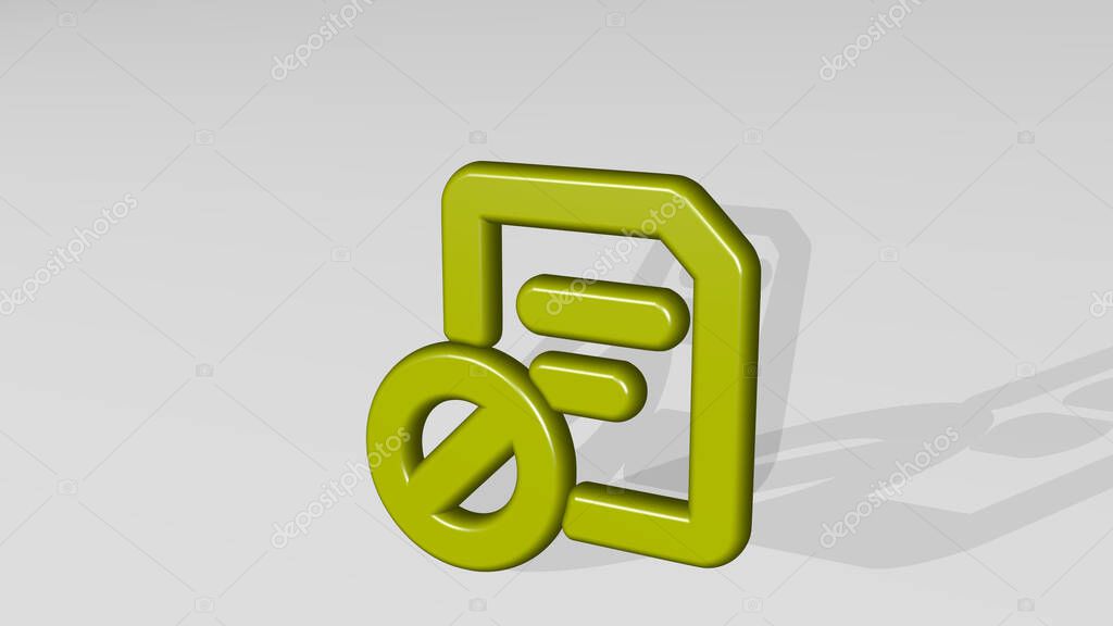 COMMON FILE TEXT DISABLE stand with shadow. 3D illustration of metallic sculpture over a white background with mild texture. animal and beautiful